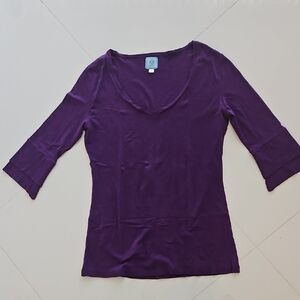 Ginny H  Purple Long Sleeve Woman's V Neck Top